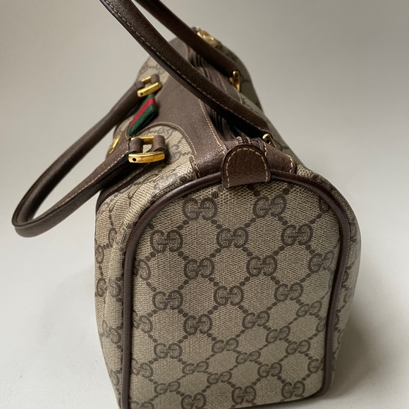 Authentic Vintage Gucci Boston Brown GG Coated Canvas Satchel - Picture 8 of 14